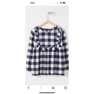 Hanna Andersson Buffalo Plaid Flannel Popover Shirt 120 cm 6-7 Girls